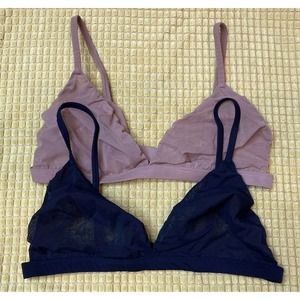 2x SKIMS Power Mesh Plunging Triangle Bralette L